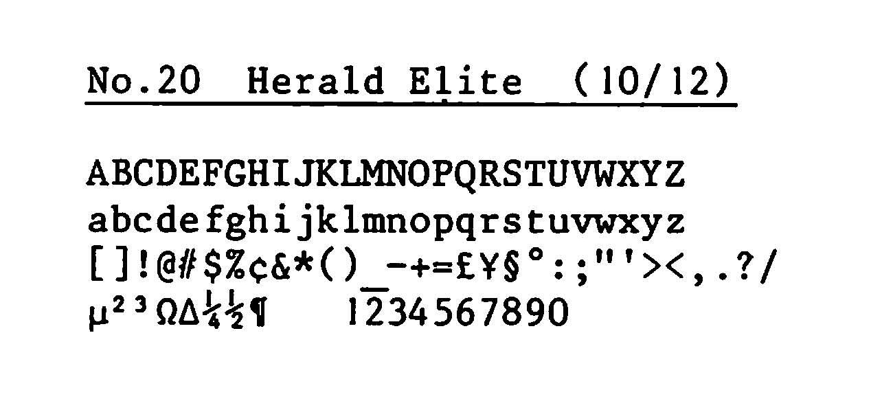 TRIUMPH-ADLER 電子式タイプライター用活字 HERALD ELITE 印字イメージ