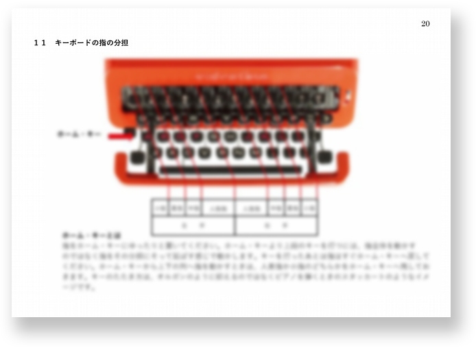 タイプライターのキーボード指の分担