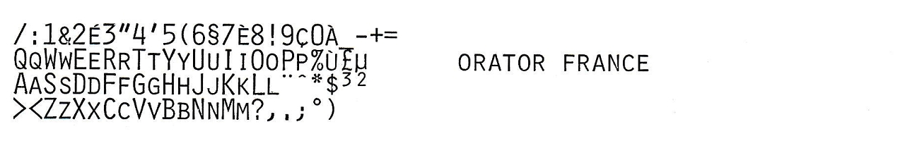 IBM SELECTRICタイプライター用ORATOR FRENCH 印字イメージ