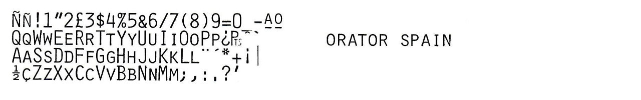 IBM SELECTRICタイプライター用ORATOR SPANISH 印字イメージ