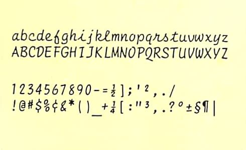 SILVER-REED 電子式タイプライター用活字 SCRIPT（スクリプト） 印字イメージ