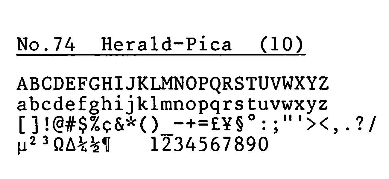 TRIUMPH-ADLER 電子式タイプライター用デイジーホイール HERALD PICA 印字イメージ