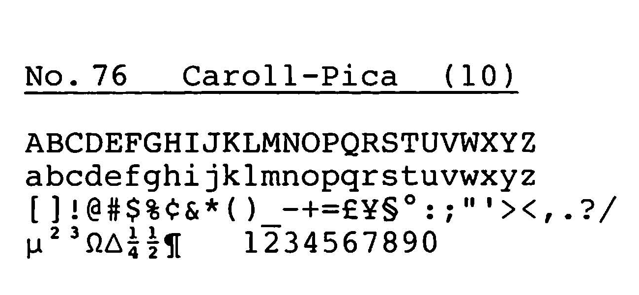 ADLER 電子式タイプライター用活字（デイジーホイール） CAROLL PICA 印字イメージ